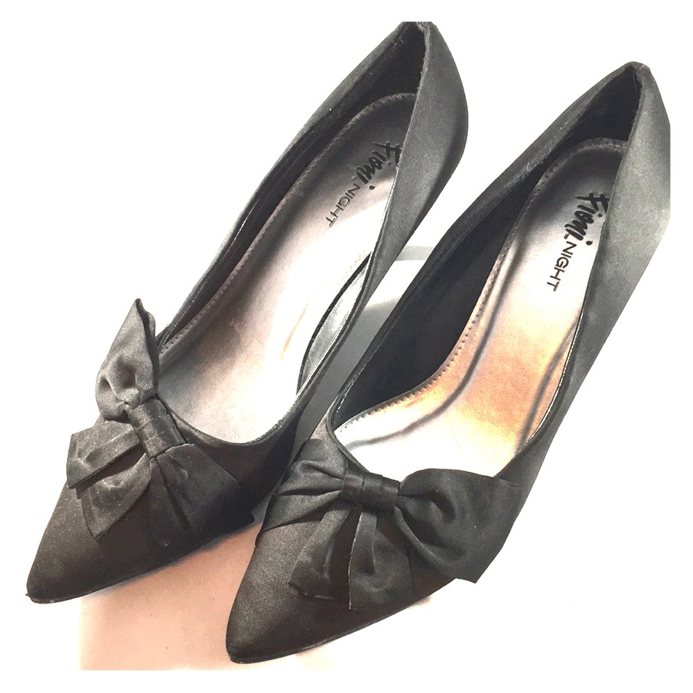 Fiona Night Black Satin Heels Size 9